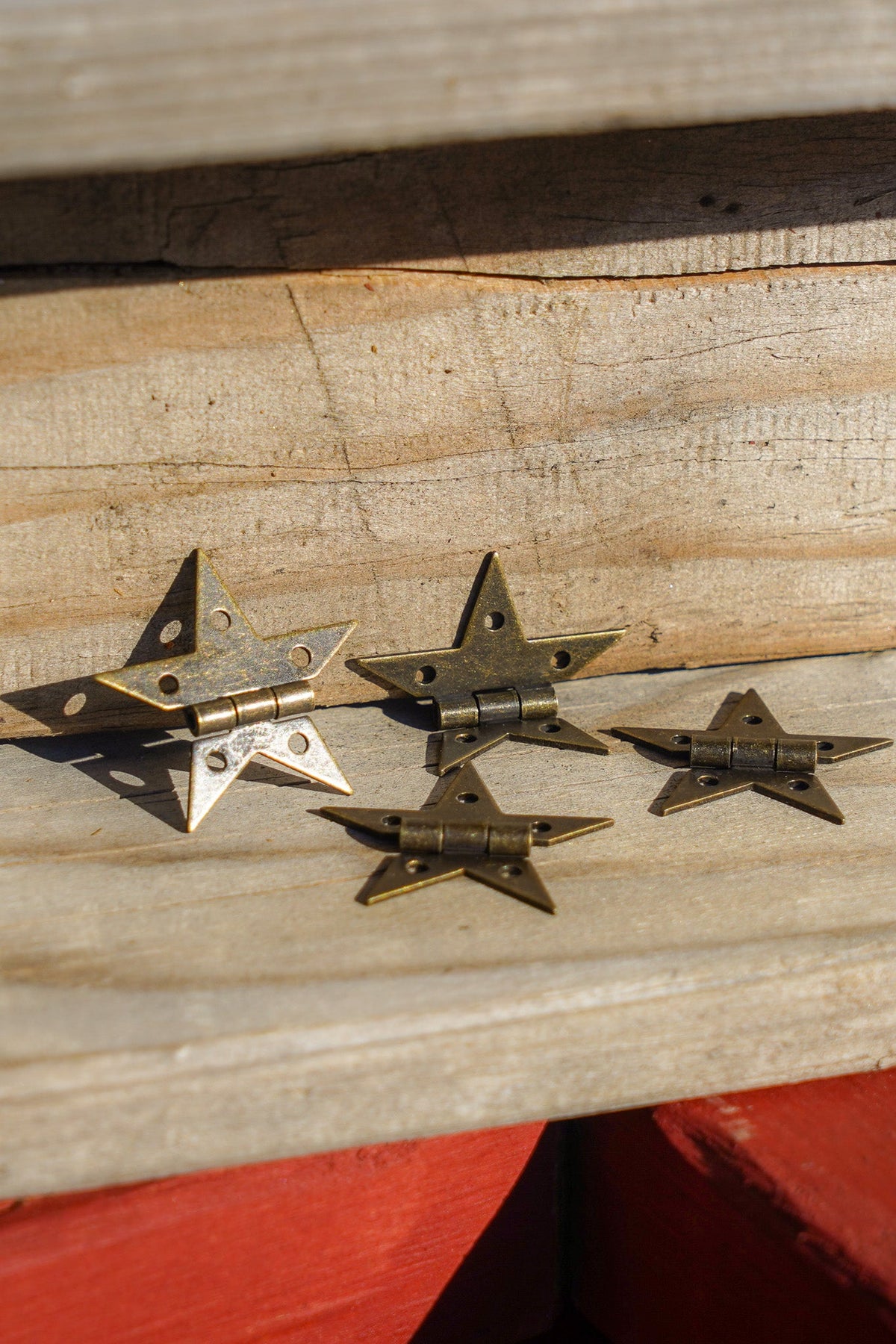 Small Steel Star Hinge with Bronze Finish - Set of 2