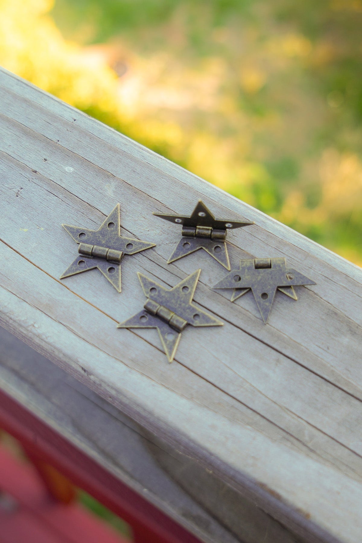 Small Steel Star Hinge with Bronze Finish - Set of 2