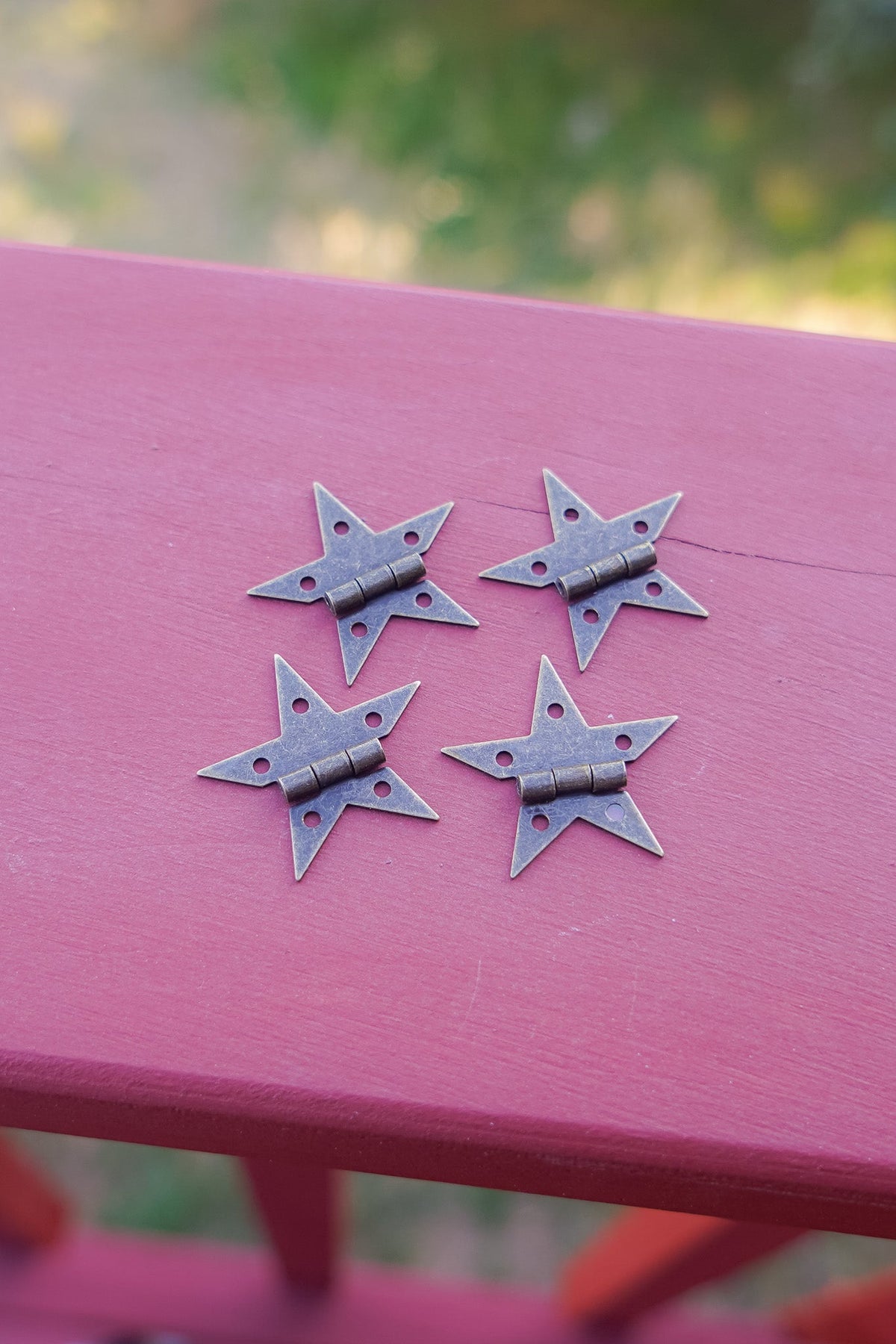 Small Steel Star Hinge with Bronze Finish - Set of 2