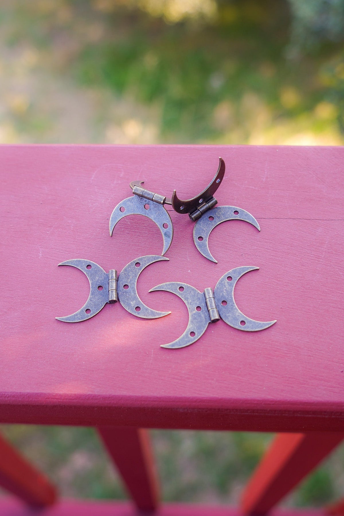Small Steel Crescent Moon Hinge with Bronze Finish - Set of 2