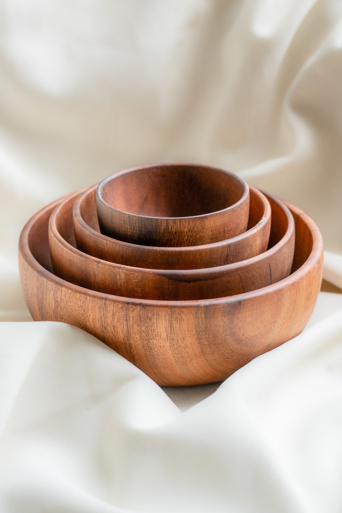 Rustic Acacia Wood Bowl Set