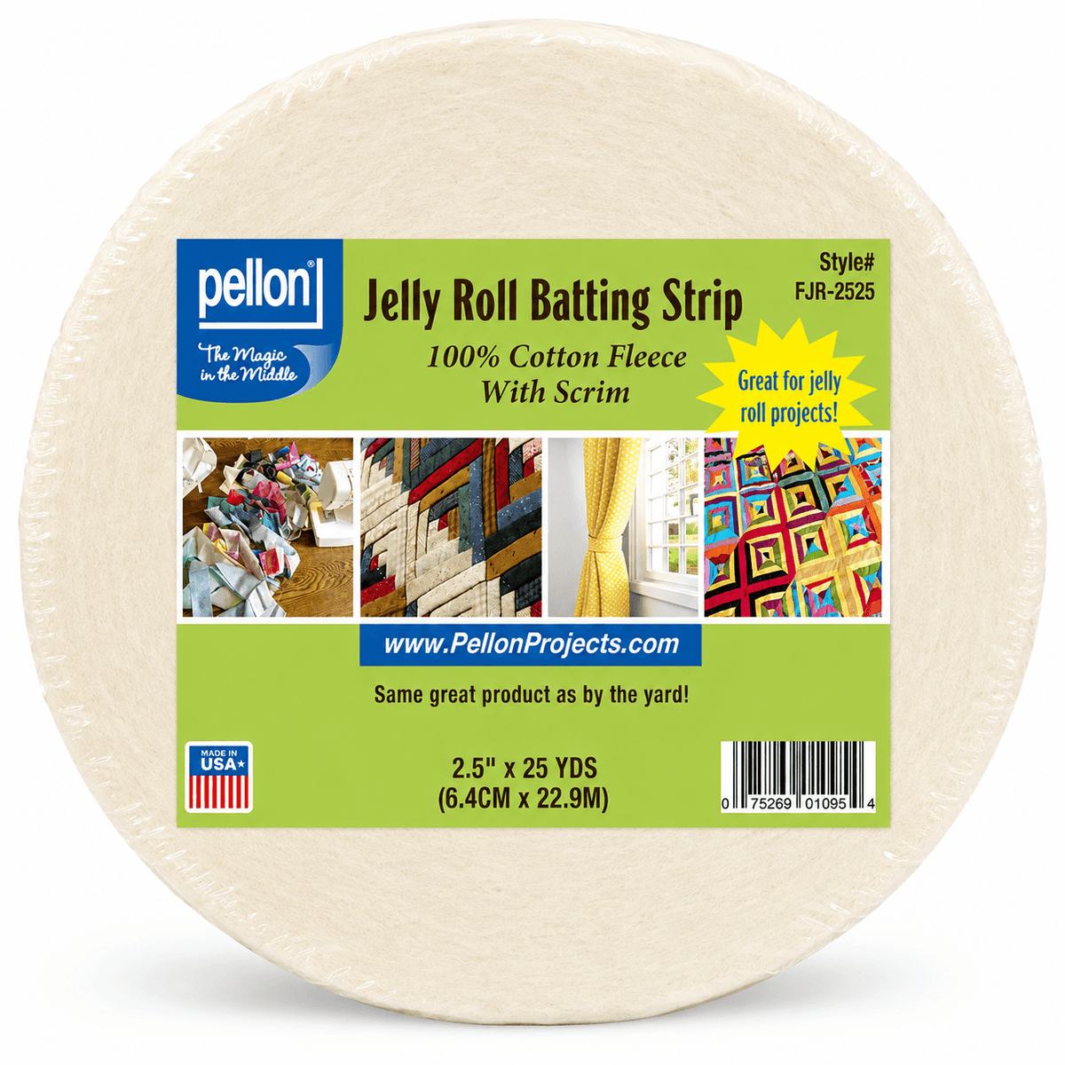 Pellon® Natural Cotton Batting With Scrim – 2.5" x 25 yards Jelly Roll Size Package