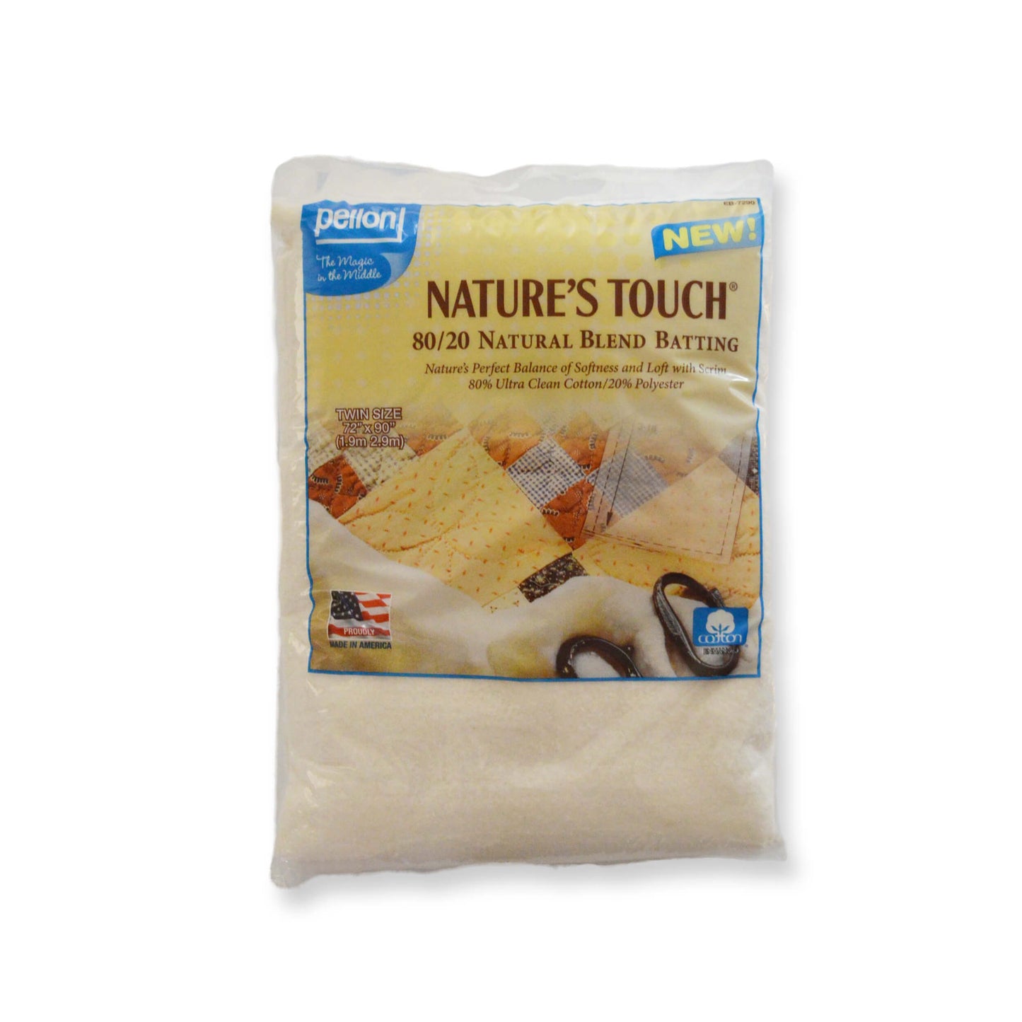 Pellon® 80/20 Cotton/Polyester Batting With Scrim – 72" x 90" Twin Size Package – Natural