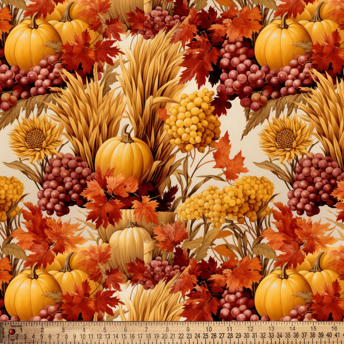 Thanksgiving Wheat Harvest on Cream 100% Cotton