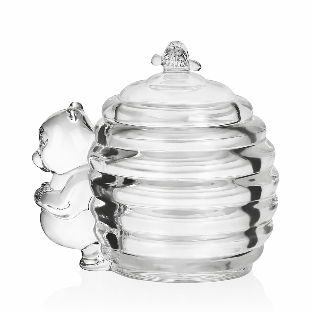 Glass Bear Honey Jar