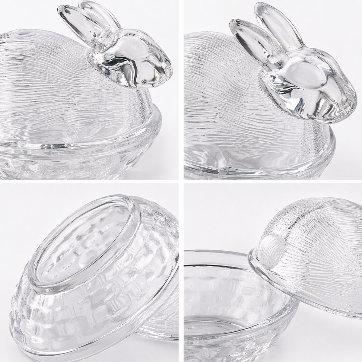 Glass Bunny Candy Dish with Lid