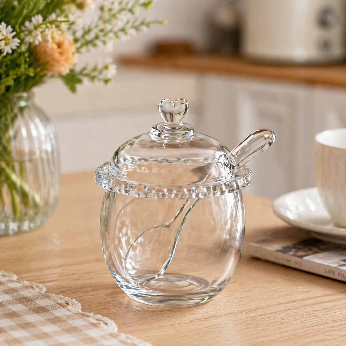 Glass Sugar Jar with Spoon