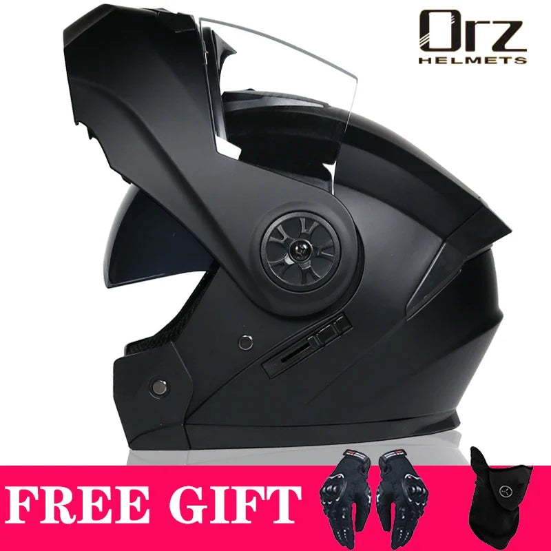 Latest DOT Approved Safety Modular Flip Motorcycle Helmet Voyage Racing Dual Lens Helmet Interior Visor Orz-161