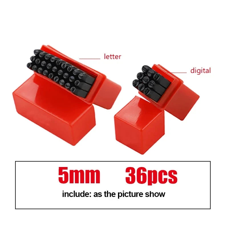 Letter & Number Stamp Punch Set - Hardened Steel for Metal, Wood, Leather (A-Z, 0-9)