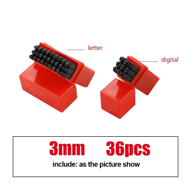 Letter & Number Stamp Punch Set - Hardened Steel for Metal, Wood, Leather (A-Z, 0-9)