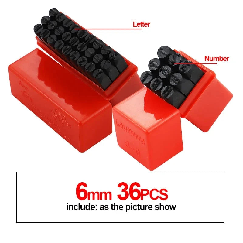 Letter & Number Stamp Punch Set - Hardened Steel for Metal, Wood, Leather (A-Z, 0-9)