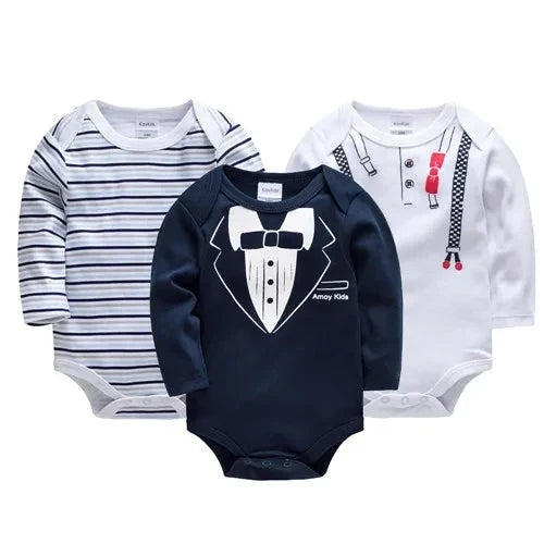 3/6 PCS Kavkas Cotton Baby Bodysuit Long Sleeve Set for Newborn Boys & Girls 0–12 Months