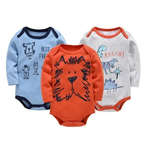 3/6 PCS Kavkas Cotton Baby Bodysuit Long Sleeve Set for Newborn Boys & Girls 0–12 Months