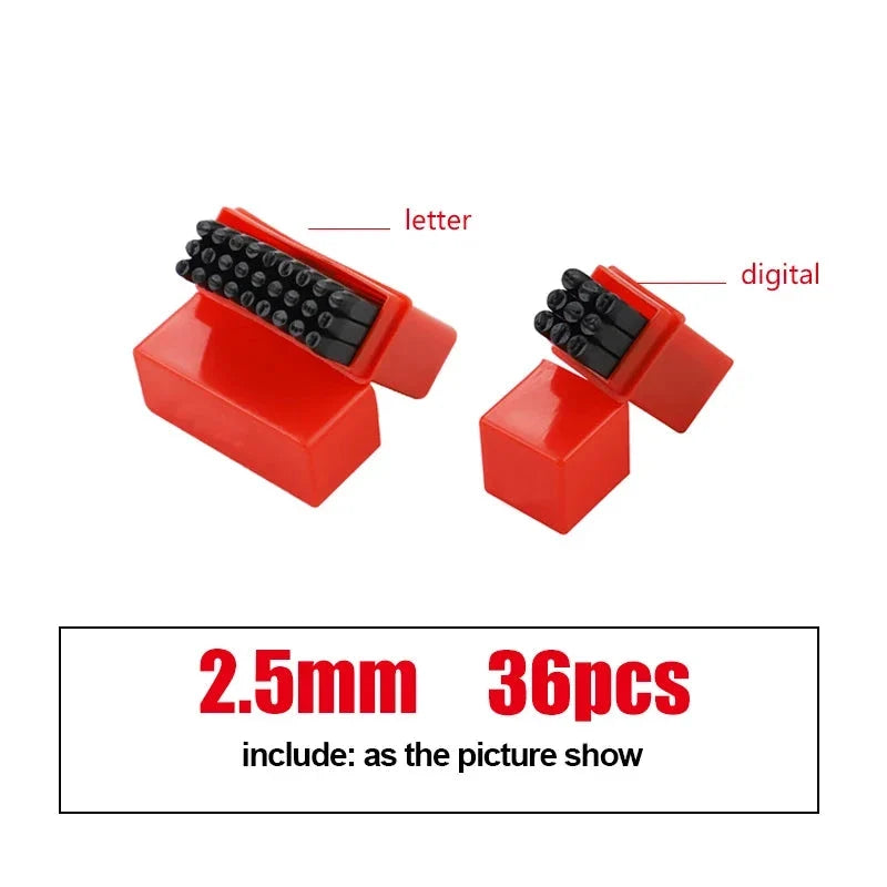 Letter & Number Stamp Punch Set - Hardened Steel for Metal, Wood, Leather (A-Z, 0-9)
