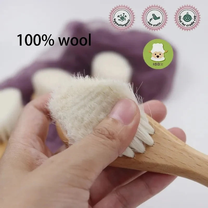Natural Wool Beech Wooden Comb – Baby & Kids Hair Brush