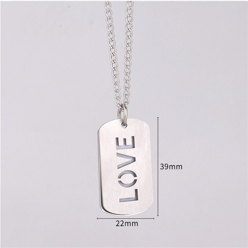 LOVE Silver Stainless Steel Fashion DIY Dog Tag Blank Sublimation Designer Necklace