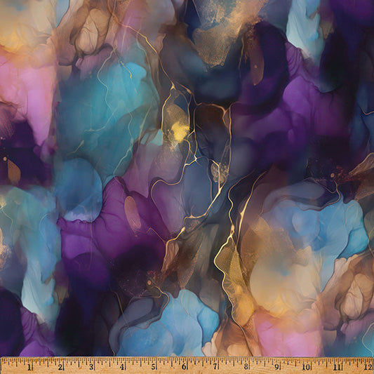 Jewel Midnight Flora A Hoffman Spectrum Print Cotton 43"/44" Fabric Per Yard