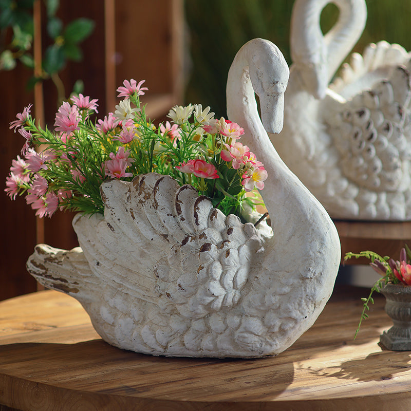 Vintage-Style Swan Planter