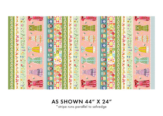 Multi A Prairie Heart Border Stipe fabric per yard
