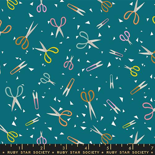 Paper Cuts 2 Storytime Turquoise Paper Office Supplies Cotton 43"/44" Fabric Per Yard