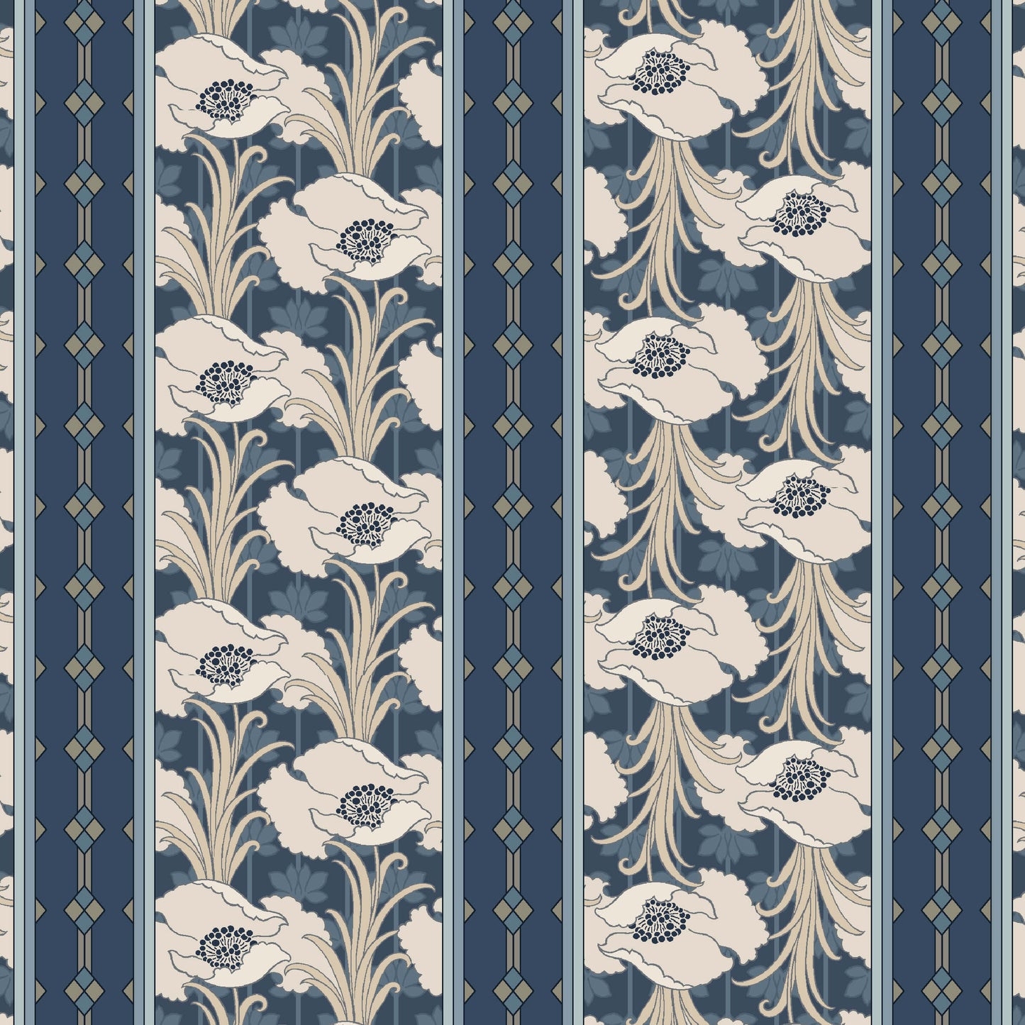 Nouveau - Deco Stripe - Navy (3-Yard Pack)