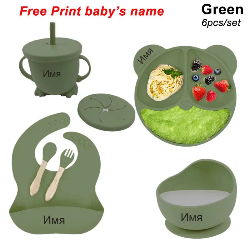 Silicone Baby Feeding Plate Set with Suction Bowl