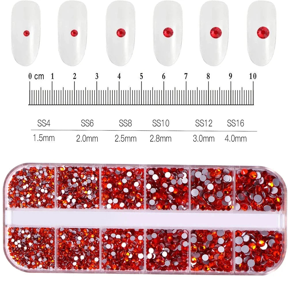 2400+ Shiny Clear Crystal Nail Rhinestones - Mixed Sizes & Shapes Flatback Gems