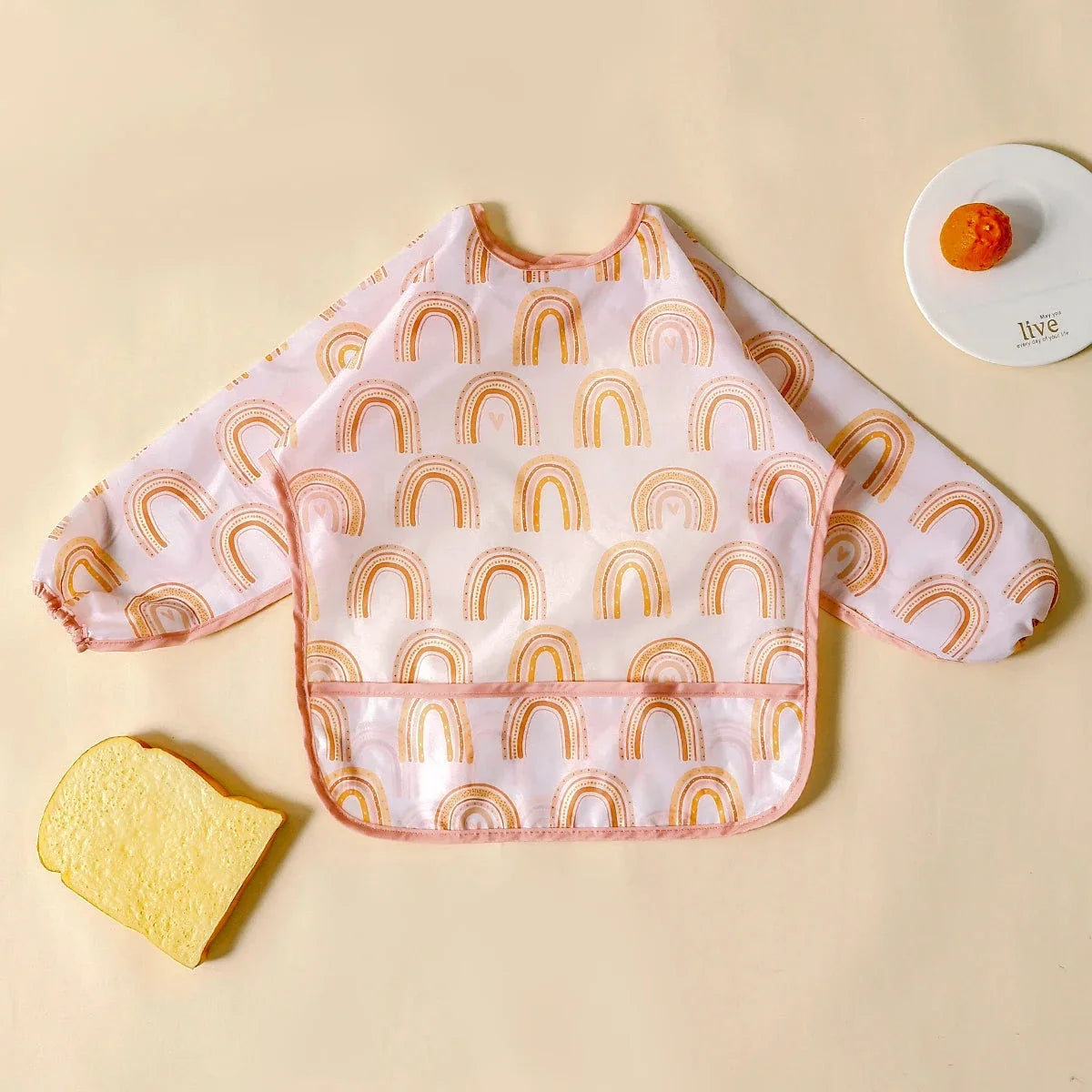 Waterproof Long Sleeve Baby Bib | Washable Feeding Bib with Full Coverage & Easy Clean Design
