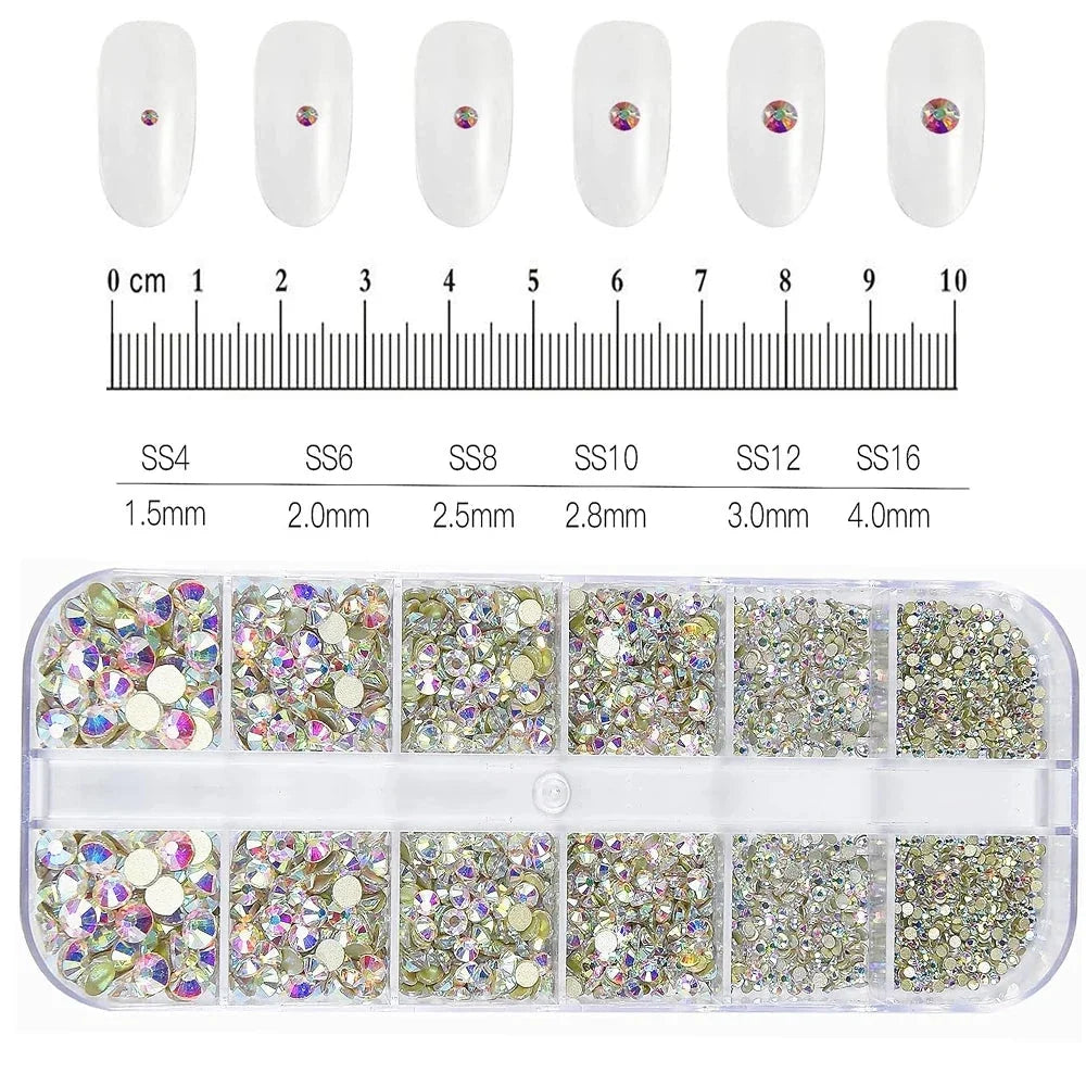 100/50cm Luxury Crystal Chain Nail Charms - 1.5/2mm Clear & AB Diamond Nail Art Decoration
