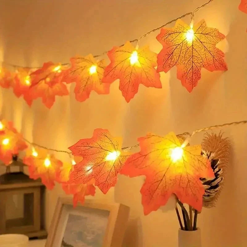 10/20 LED Maple Leaf String Lights – Battery Powered Fairy Lights for Home & Outdoor Decor