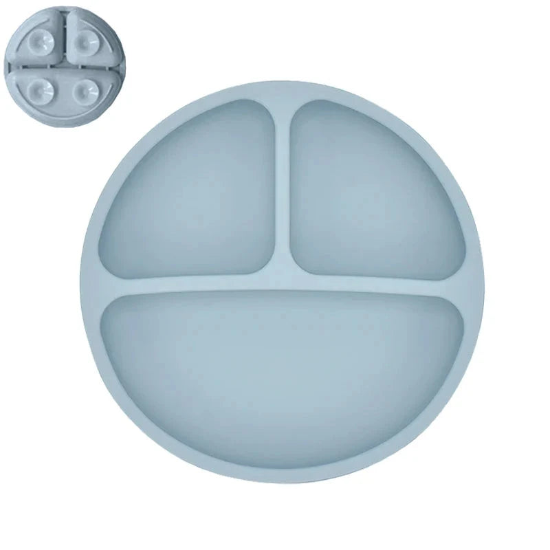 Silicone Baby Sucker Plate & Rice Spoon Set Cute Cartoon Tableware