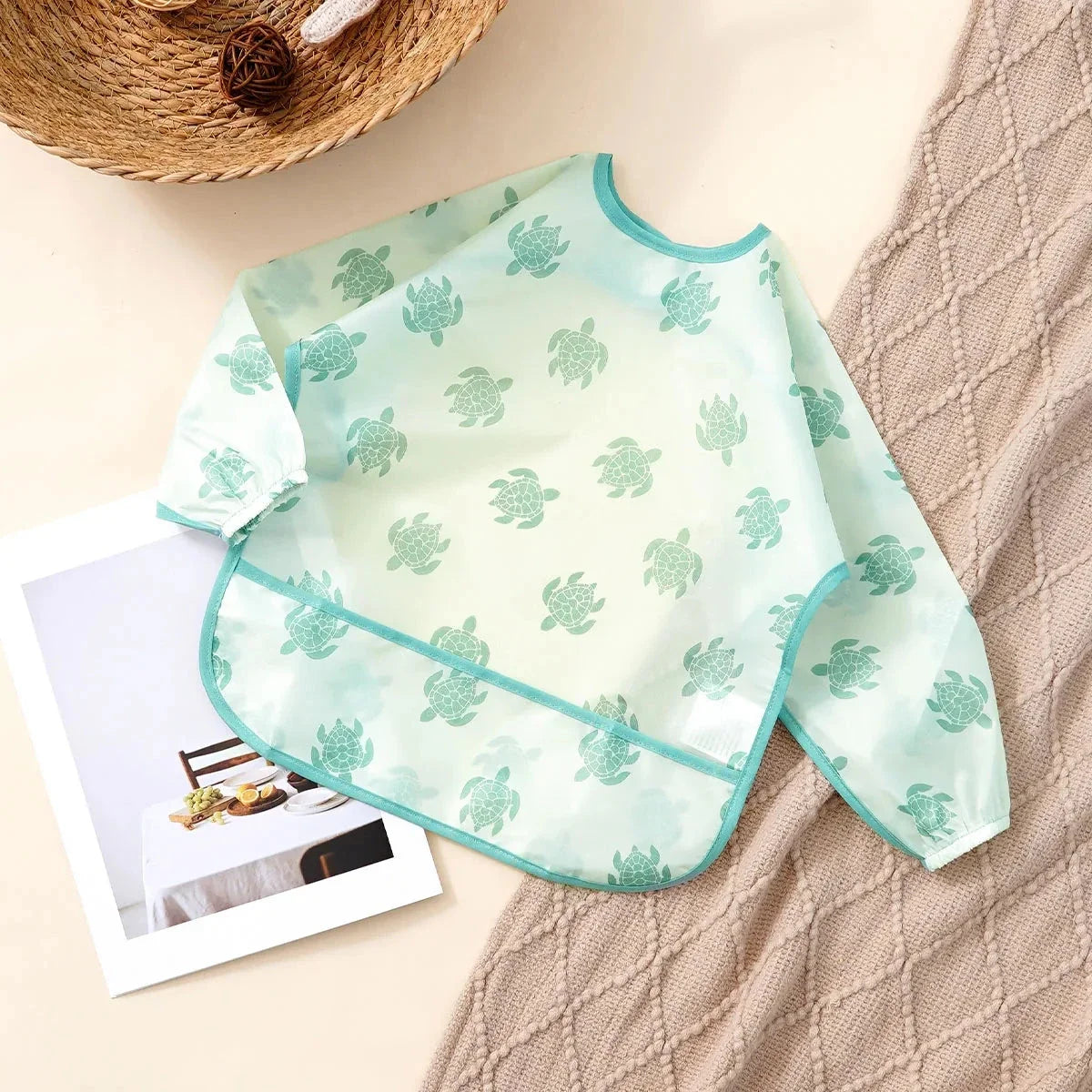Waterproof Long Sleeve Baby Bib | Washable Feeding Bib with Full Coverage & Easy Clean Design