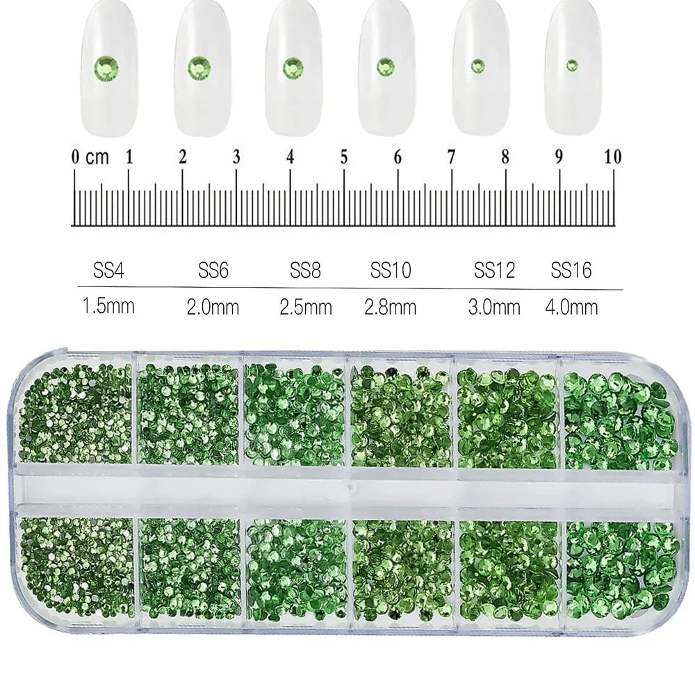 2400+ Shiny Clear Crystal Nail Rhinestones - Mixed Sizes & Shapes Flatback Gems
