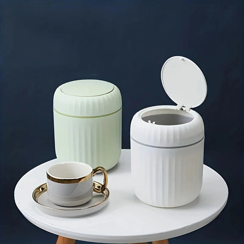 Mini Desktop Trash Can with Lid Garbage Waste Bin Organizer Bedroom Office Desk Storage Box Made Durable Plastic Home Supplies