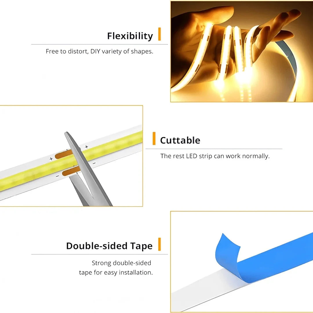 LED COB USB Strip Light – Touch Dimmer Indoor Lighting