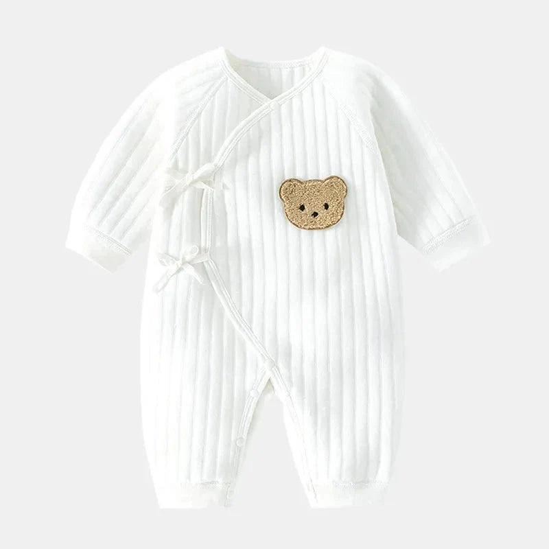 Baby Winter Bodysuit (0–6M) – Thick Cotton Animal Print Onesie for Boys & Girls