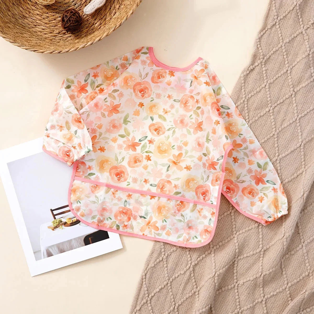 Waterproof Long Sleeve Baby Bib | Washable Feeding Bib with Full Coverage & Easy Clean Design