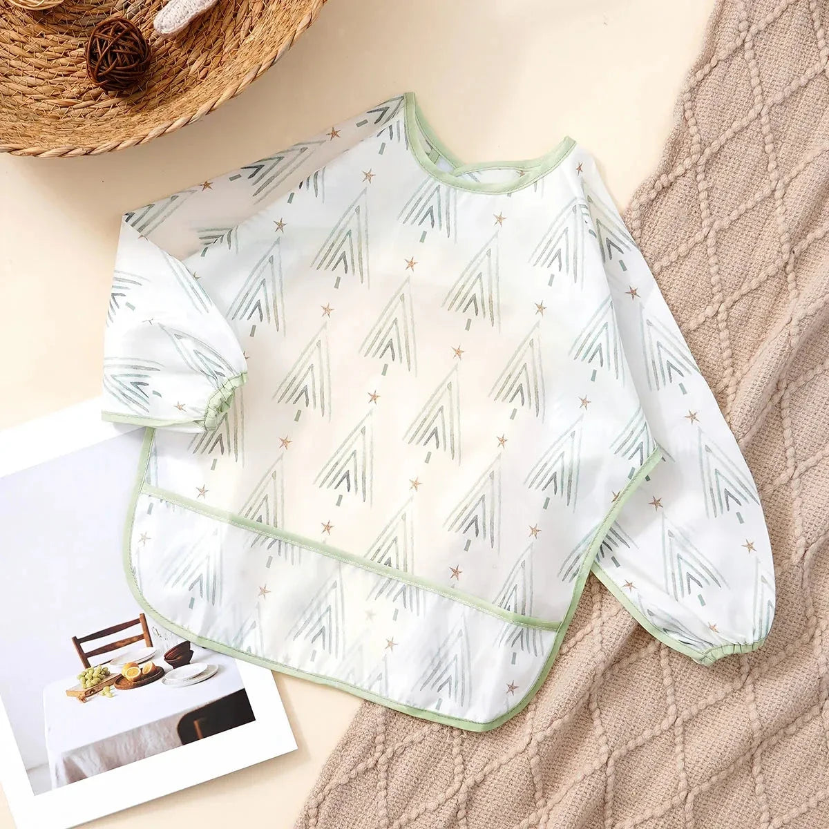 Waterproof Long Sleeve Baby Bib | Washable Feeding Bib with Full Coverage & Easy Clean Design