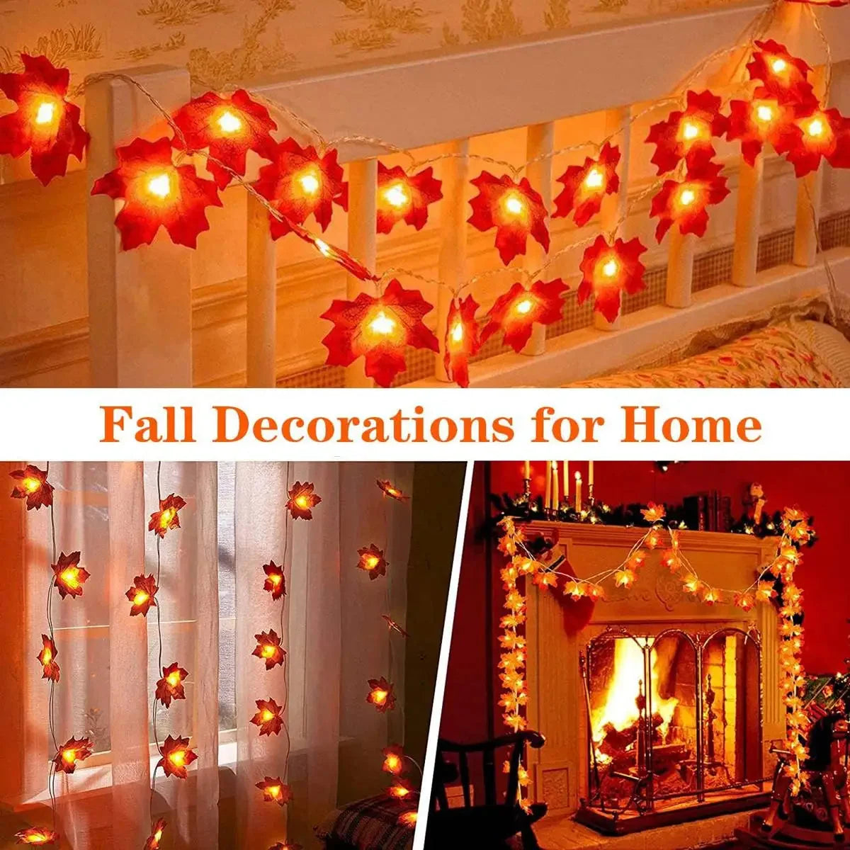 10/20 LED Maple Leaf String Lights – Battery Powered Fairy Lights for Home & Outdoor Decor
