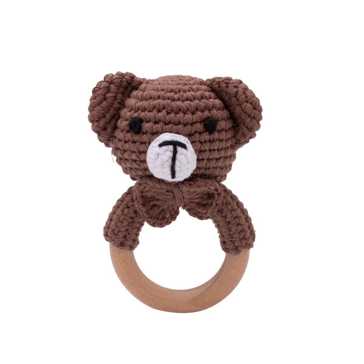 Baby Crochet Rattle Wooden Teether Toy BPA Free