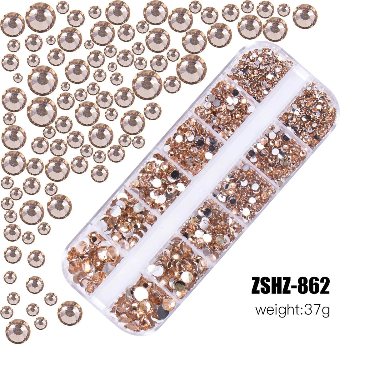 2400+ Shiny Clear Crystal Nail Rhinestones - Mixed Sizes & Shapes Flatback Gems