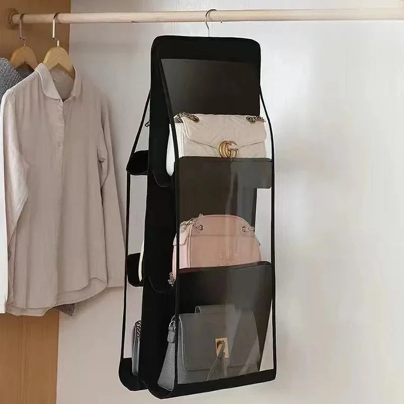 Hanging Closet Organizer Bag - Eco-Friendly 3D Transparent Storage for Tote Bags & Purses