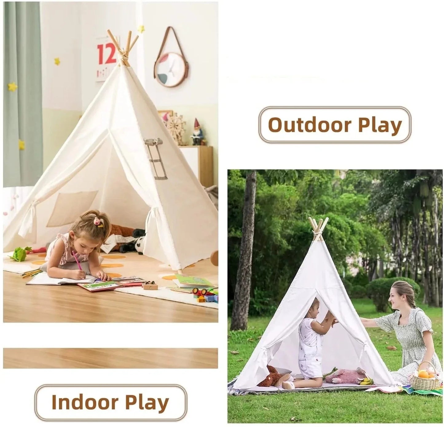 Portable Kids Play Tent Wigwam Teepee Playhouse