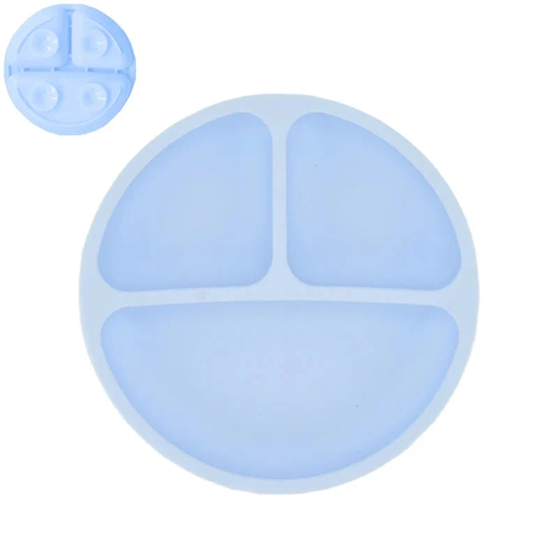 Silicone Baby Sucker Plate & Rice Spoon Set Cute Cartoon Tableware