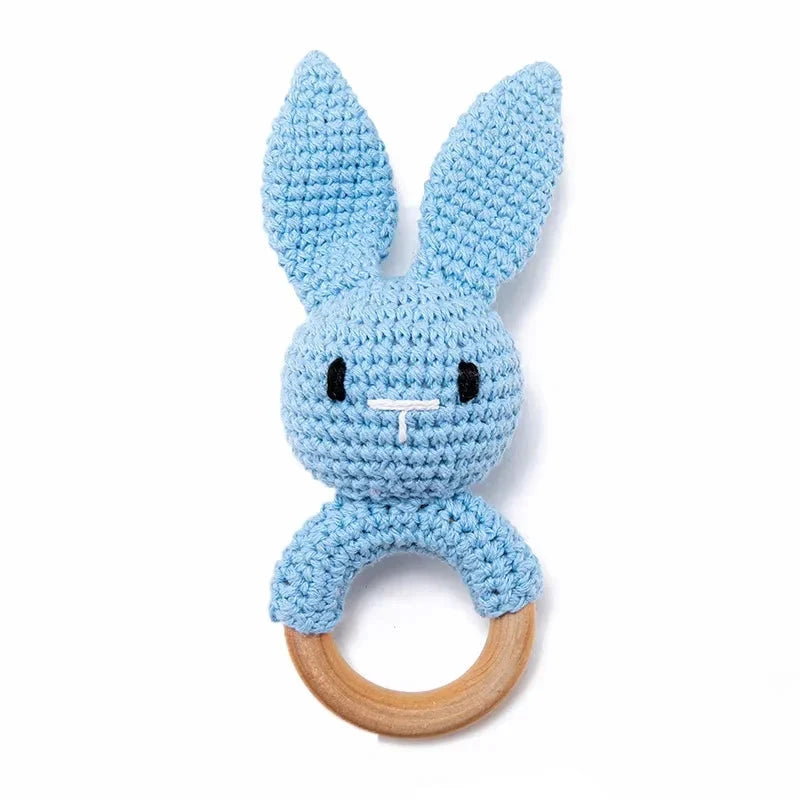 Baby Crochet Rattle Wooden Teether Toy BPA Free