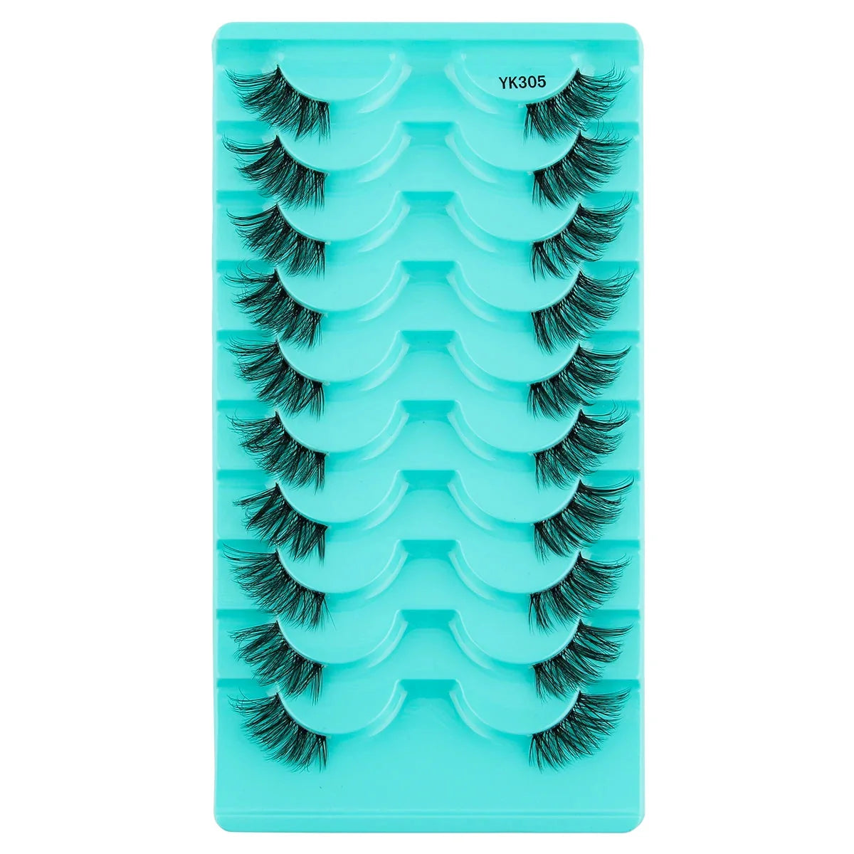 New Half Eyelashes 3D Cat Eye Lashes Clear Stem False Lashes