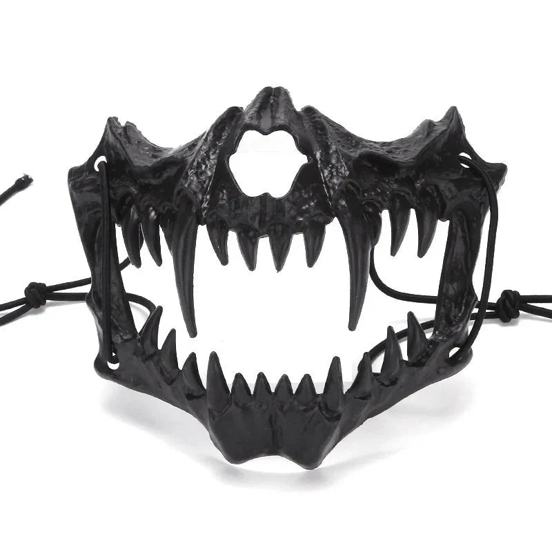 Halloween Half-Face Mask - Dragon, Tiger, Tengu, Wolf, and Skull Designs