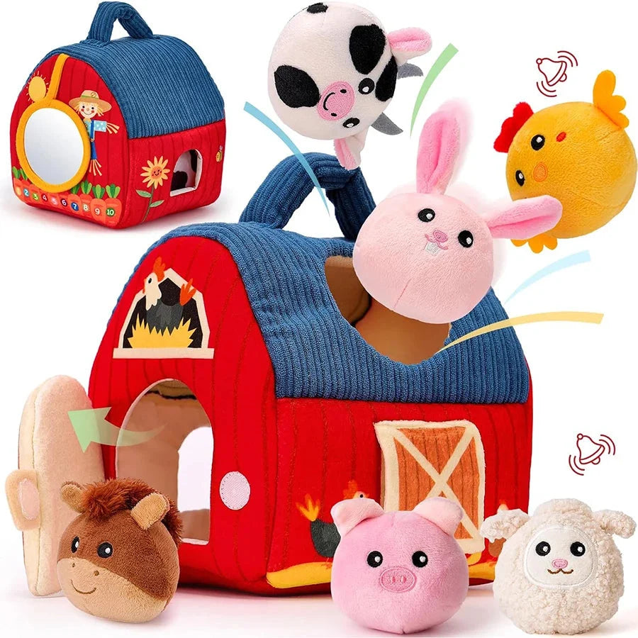 Soft Baby Beehive Toy with 5 Sensory Rattles for 6-12 Months