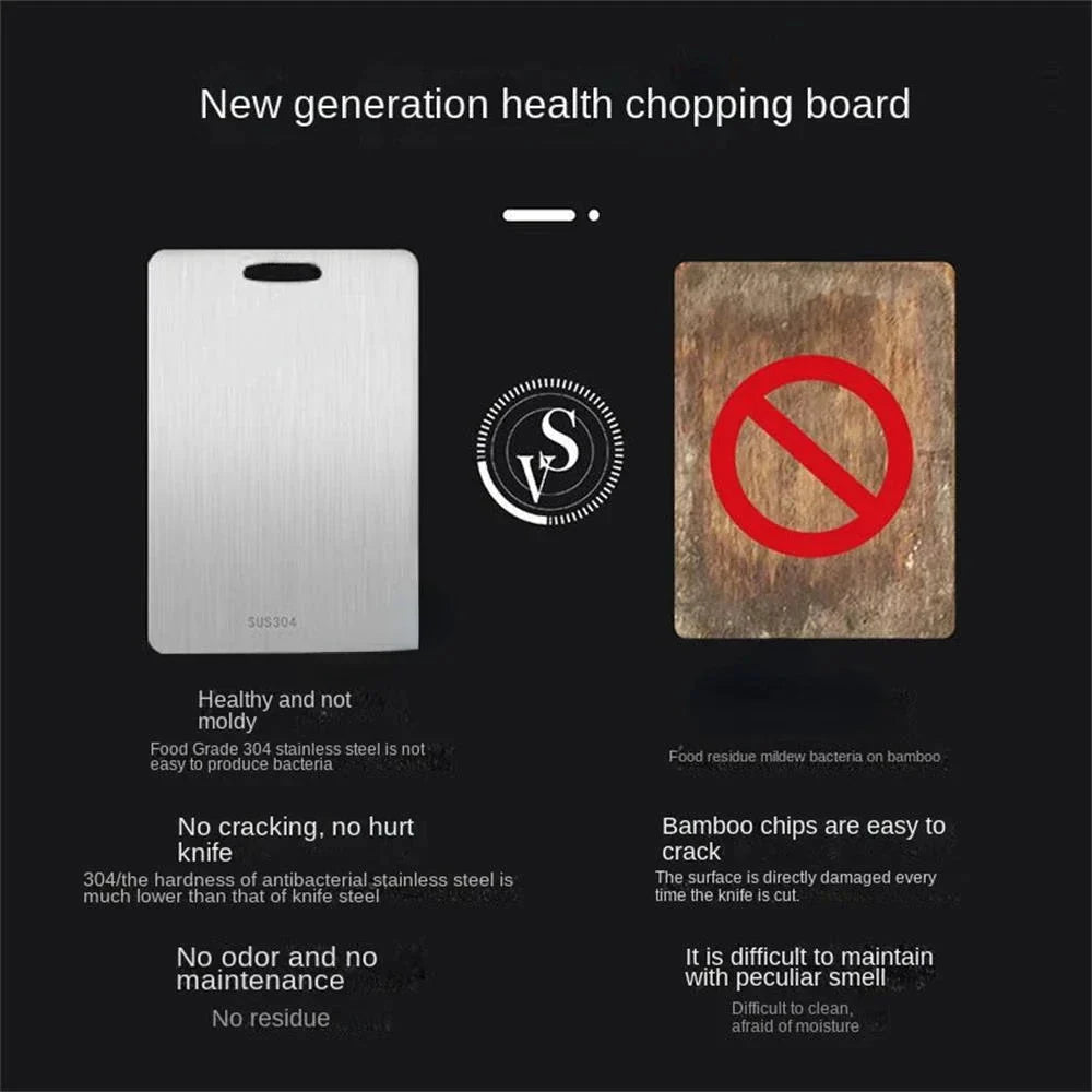 316 Stainless Steel Chopping Board – Thickened Double-Sided Antibacterial Cutting Board for Kitchen & Dough Kneading