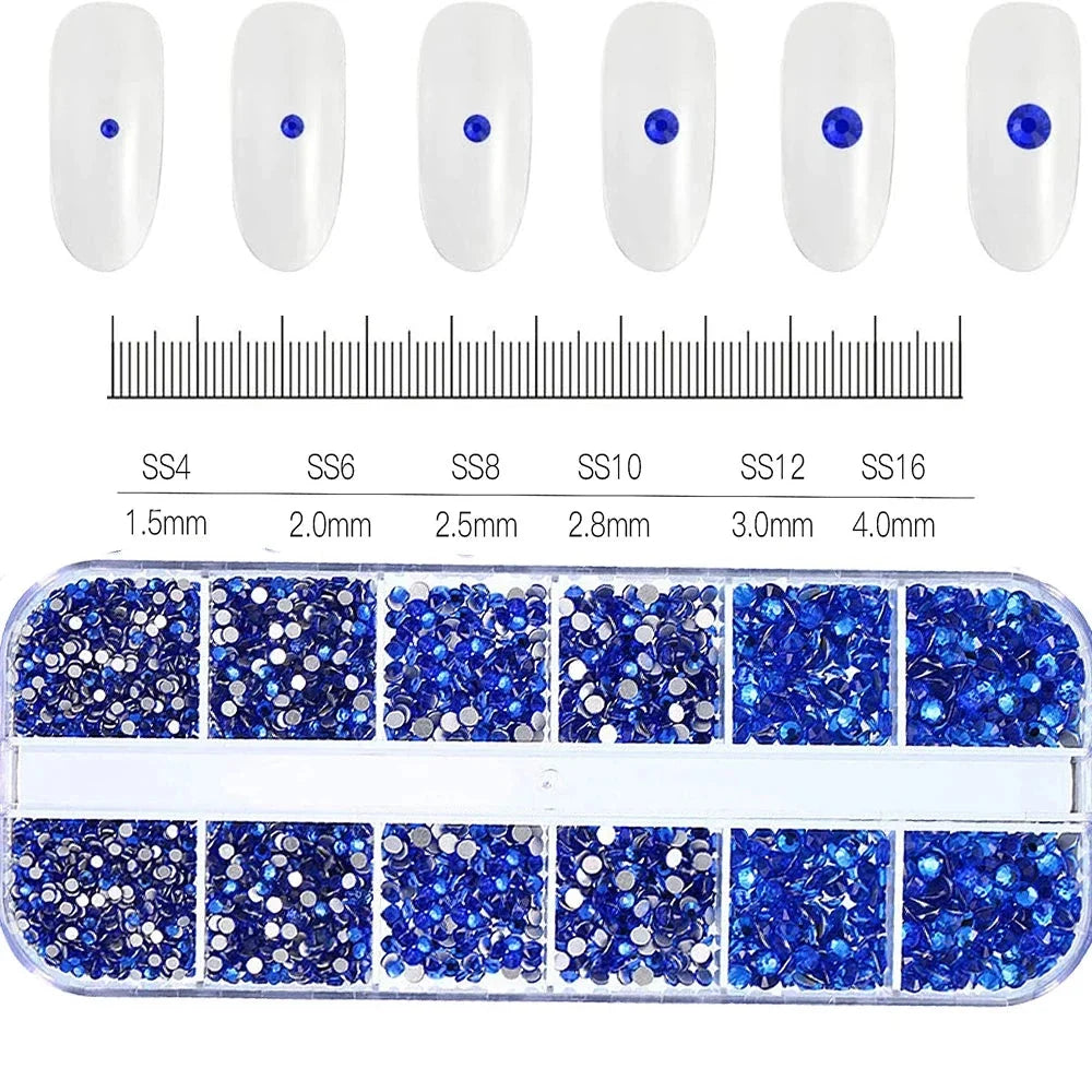 2400+ Shiny Clear Crystal Nail Rhinestones - Mixed Sizes & Shapes Flatback Gems